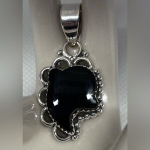 🖤 Elegant Black Onyx Sterling Silver Pendant Ghost